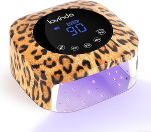 Lavinda LED Nail Lamp UV Light for Gel Nails 54W Cordless Rechargeable UV Lamp Nail Light with 4 Timer 2X Faster Professional Gel Polish Curing Nail Dryer for Salon Use-Leopard Print