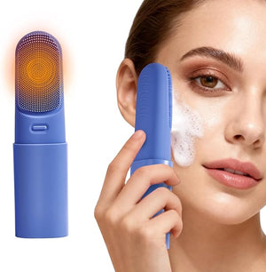 Face Scrubber Electric Lymphatic Contour face Brush with Heated 3 Modes Waterproof Rechargeable Portable Travel Size Face Wash Machine for Women &amp Men(Deep Ocean Key Blue)