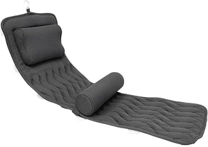 AEROiVi Full Body Bath Pillow with Adjustable Lumbar Roll Pillow Bathtub Cushion with 14 Suction Cups 3D Air Mesh Fit Any Tub Gray Bathroom Accessories