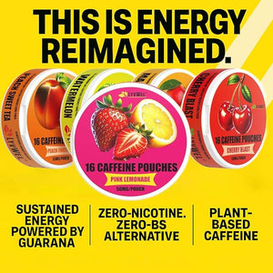 LYVWEL 5-Pack Caffeine Dip Pouches | Nootropic Focus &amp Neuro Support | Natural Caffeine Boost | 16 per Can | 56mg Caffeine Each | Nicotine-Free Tobacco-Free | Instant Energy Boost
