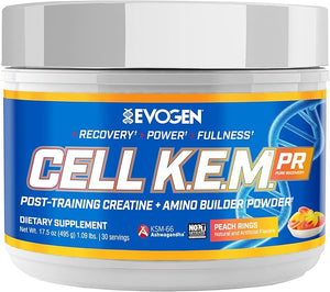 Evogen Cell K.E.M. PR V.2 Reformulated- Post Workout Recovery Powder &amp Muscle Builder | Creatine Monohydrate BCAA Powder EAAs | Recovery Strength &amp Fullness | Peach Rings | 30 Servings