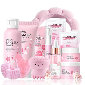 Sakura Skin Care Set Christmas Birthday Gifts for Teen Girls -Skincare for Girls 10-12 - Kids Skin Care Set for girls Ages 8-12 - Kids Skin Care for Teens 10-12 - Skin Care Kit for Women with Gua Sha