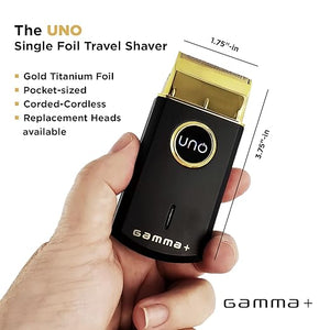 GAMMA+ Uno Mini-Sized Travel Cordless Mens Single Foil Shaver Micro-USB Rechargeable for Shorter Facial Stubble