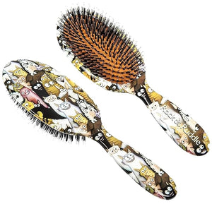 Rock &amp Ruddle Natural Mixed Boar Bristle Hair Brush for Women and Kids (Large 21cm) - Perfect for Wet or Dry Hair Detangling Smoothing Blowdrying - Designed &amp Made in UK - Cats and Dogs Desi