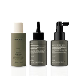 Previa Extralife Anti-Dandruff Scalp Treatment Kit Purifying Shampoo Scalp Cleanser and Leave-In Lotion 3.38 Floz each