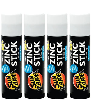 Sun Zapper Zinc Oxide Sunscreen Stick SPF 50+ White ? 4-Pack (0.42 oz each) ? Water-Resistant Mineral Sunblock ? Made in Australia