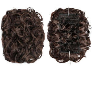 EARSHOT Hair Buns Hair Piece Synthetic Messy Bun Wig Hair Pieces Wavy Curly Bun Ponytail Hair Extensions Bun Hair Comb Women Bun Wig Hair Accessories For Girls (Color : 4)