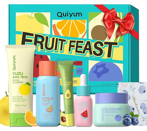 Fruit Skin Care for Teens 5 Daily Routine Beauty Skin Care Sets - Exfoliation Smooth Clean Oil Control Firm Hydrate Glow Up Skincare Gift Set for Girls Women Facial Travel Set for All Skin