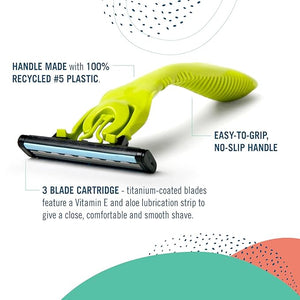 Preserve Shave 3 Razor Blade Refills - 3 Blade Razors for Women &amp Men - Titanium-Covered Shaver Cartridges with Vitamin E &amp Aloe Strip for Face &amp Body Shaving Kit - 24 Pack
