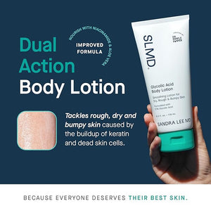 SLMD by Dr. Pimple Popper | Glycolic Acid Body Lotion | Exfoliating Glycolic Acid Lotion Body for Rough Bumpy Skin and Skin Prone to KP Ingrown Hairs Shaving Bumps | 10% AHA - 6 fl. oz.