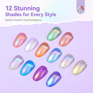 SAVILAND Nail Polish Set: Quick Dry Nail Polish 12-Free Colors Glitter Nails Polish Mermaid Pearl Winter Christmas Top Coat Polish for Women Girls Clean Nails Nail Art DIY Home Gift