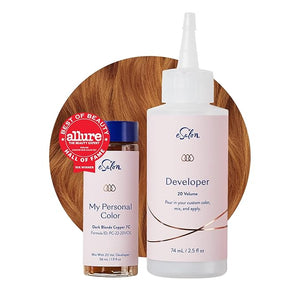 eSalon Permanent Hair Color &amp; Hair Dye Complete Kit - Personal Colorist Kit for Up To 100% Gray Coverage for All Hair Types - Professional-Grade Ammonia-Free Hair Dye (Dark Blonde Copper 7C)