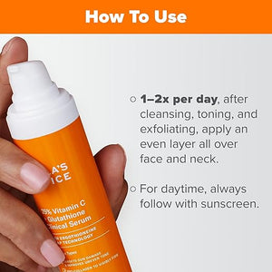 Paula¡¯s Choice 25% Vitamin C Serum with Glutathione &amp Antioxidants Face Serum Improves Discoloration Uneven Tone &amp Firms All Skin Types Fragrance-Free 1oz