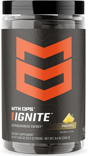 MTN OPS Ignite Trail Packs Energy Drink Powder Gluten Free Nootropic Supplement Drink Mix L Arginine L Citrulline Caffeine &amp Nootropic Sugar Free Drink Mix 20 Servings Pineapple Crush