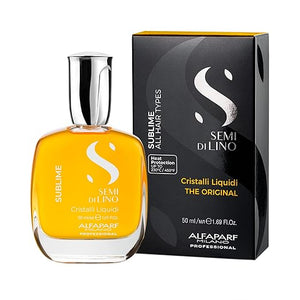 ALFAPARF MILANO Semi di Lino Sublime Cristalli Liquidi Hair Oil with Thermal Protection - Superior Hair Finishing Smoothing Serum Treatment - Brilliant Shine - Vegan Formula - 1.69 fl. oz.