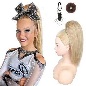SEIKEA Cheer Ponytail Hair Piece 14 Straight Cheerleader Hairpiece Ponytail Extension for Cheer Competitions Dance Costume Dress up Soft Natural Look for Girls Teens Light Blonde/Blonde