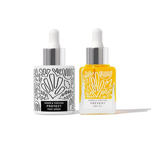 Naked &amp Thriving Limited Edition Day Set | Protect Antioxidant Day Serum (30 mL) + Prevent Anti-Aging Face Oil (35 mL) with Hyaluronic Acid Moringa and Rosehip Oil | 65 mL/2.18 fl oz (Set of 2)