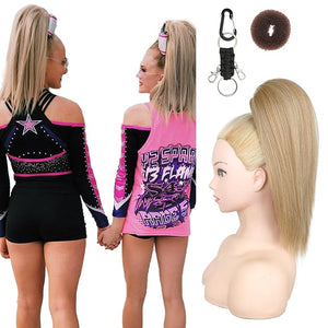 SEIKEA Cheer Ponytail Hair Piece, 14" Straight Cheerleader Hairpiece Ponytail Extension for Cheer Competitions, Dance, Costume, Dress up, Soft Natural Look for Girls Teens Blonde