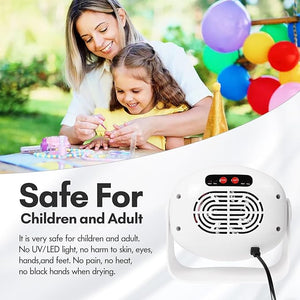 Rotatable Air Nail Dryer 600W Warm &amp Cool Wind Blower Dryer for Regular Nail Polish Multifunctional Nail Polish Fan Blow Dryer for Both Hands and Feet Home and Salon Use No Harmful (White)