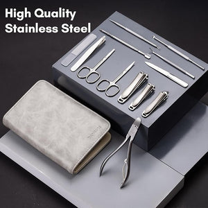 FAMILIFE Professional Manicure Set Manicure Kit Nail Clippers Set Stainless Steel Pedicure Tool Nail Kit with Portable Leather Travel Case Luxury Gifts for Him