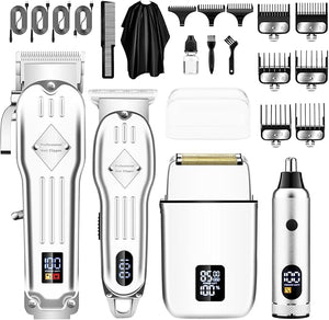Professional Hair Clippers and Trimmer Set Beard Trimmer &amp Foil Shaver &amp Nose Trimmer Kit for Men Cordless Mens Clippers and Grooming Kit for Hair Cutting Beard Styling Home Barber