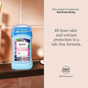Suave Antiperspirant Deodorant For Women Invisible Underarm Deodorant 48hr Odor &amp Wetness Protection Sweet Pea &amp Violet Fragrance Sensitive Skin Deodorant Solid Stick 1.2 oz (12 Bulk Pac