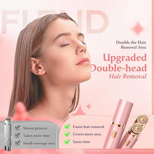 Facial Hair Remover for Women | Dual-Head Face Shaver Electric Hair Removal Device for FaceLip Chin | 2 Replacement Heads Pink-1