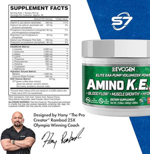 Evogen Amino K.E.M. - EAA &amp BCAA Powder Pump Volumizer | BCAAs Amino Acids Supplement for Blood Flow Muscle Growth &amp Hydration | Natural Sweetened Raspberry Lemonade | 30 Servings