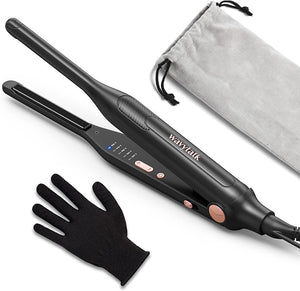 Wavytalk 3/10 Small Flat Iron Pencil Flat Iron for Short Hair Pixie Cut and Bangs Curling Iron for Short Hair Mini Hair Straightener for Edges with Anti-Pinch Design Tiny Hair Straightener