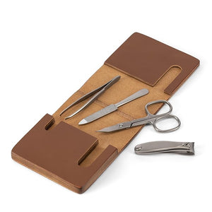 M?HLE TRAVEL Manicure Set in Cowhide Case - Luxurios Travel Kit