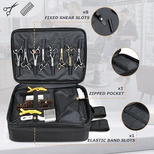Barber Bag with Detachable Tray 16.8-in Travel Backpack for Clippers and Supplies Large Capacity Hairdresser Bag with Adjustable Dividers for Hair Cutting Tools