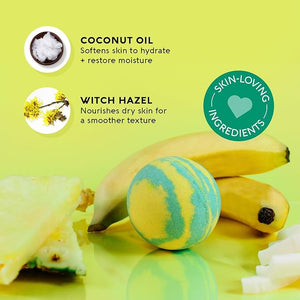 Nature's Beauty Tropical Escape Pineapple &amp Coconut Scent Bath Bomb Multi-Pack - Natural Hand Crafted Luxury Spa Bomb Nourish Dry Skin Made w/Coconut Oil + Witch Hazel 5.5 oz (4 Pack)