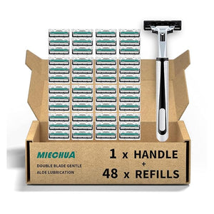 Razors for men Shaving2-Blade mens Razor Cartridges Includes 1 Handles and 48 Replaceable razor head With Lubricating Strip - Compatible With Atra Razor Handles£¨48 Cartridges reffills£©