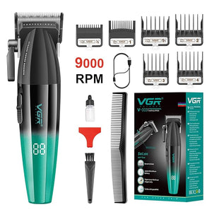VGR 003 Fresh Fade Hair Clipper Professional Hair Trimmer Cord/Cordless Rechargeable Hair Cutting Tools with LED Display 9000 RPM Barber Clippers Green