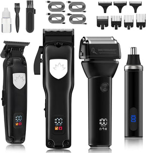 Professional Hair Clippers for Men Cordless Hair Clippers T-Blade Trimmer Nose Hair Trimmer Electric Shaver Set Haircut Grooming Kit with LED Display for Barber Ideal Gift for Him