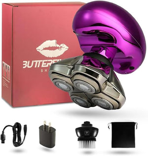 Skull Shaver Butterfly Kiss PRO - Women's Electric Shaver for Bikini Line Legs &amp Body - Wet &amp Dry Use - Ergonomic Hypoallergenic Blades - 60 Minutes Cordless Use - Purple