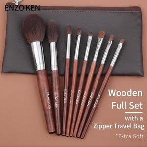 Walnut Makeup Brushes Set Professional Natural Pony Hair Makeup Brush Set with Case Cosmetic Brushes Makeup Set Natural Bristle Makeup Brushes Natural Hair Make up Brush Set Professional.