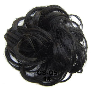 SONGCHAO Fake Hair Bun 1 Pack Messy Bun Hair Hoops Ponytail Hair Extensions Synthetic Donut Hair Bun Curly Wavy Hair Bun Wigs for Women Hair Accessories (Color : 1)