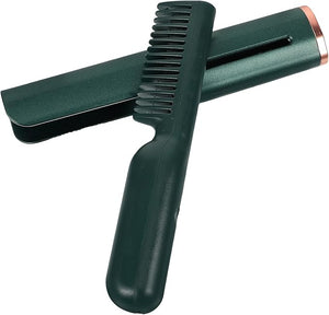 PRETYZOOM Temperature Hair Straightening Comb Brush for Smooth Hair Ceramic Heating Styling Tool for Straightening and Curling Portable USB Electric Straightener for Home Use Green