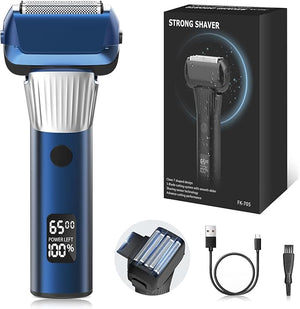 Electric Razor for Men 2-Speed 5-Blade Electric Shavers for Men Face Cordless Rechargeable Mens Foil Shaver Shaving Machine Wet Dry Men's Travel Razors for Man Close Shaving Face as Gift Blue