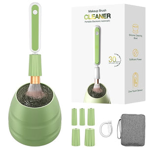 Electric Makeup Brush Cleaner Machine -15000RPM Fast Deep Cleaning and Dry Make Up Brushes Efficient Cleaning with Storage Cas, Portable Spinning Washer, Gift for Women-Green
