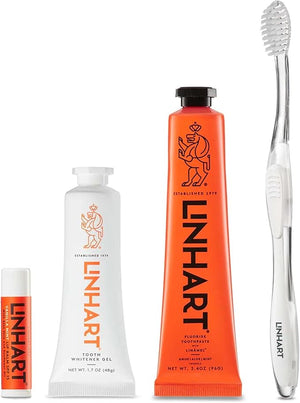 LINHART Smile Collection ?Teeth Whitening Gift Set Include Toothpaste, Whitener Gel, Toothbrush, Lip Balm- Home and Travel Set White Teeth for Women and Man