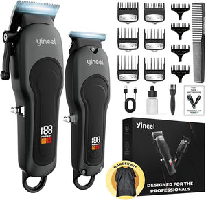 Yineel Hair Clippers for Men Professional Cordless Clippers &amp Trimmer Set Super Quiet Clippers for Hair Cutting Kit with LED Display Gift for Men Women Barber Kid