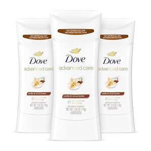 Dove Advanced Care Antiperspirant Deodorant Stick Vanilla &amp; Cocoa Butter 3 Count Antiperspirant deodorant with Pro-Ceramide Technology 72-hour odor control and all-day sweat protection 2.6 oz