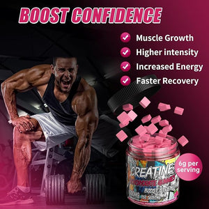 Creatine Monohydrate Gummies 6g for Men WomenComplex Creatine Monohydrate Chewable for Muscle StrengthMuscle BuildingEnergy BoostPre-Workout Energy SupplementVegan Raspberry - 120 Count