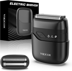 VIKICON¢ç Electric Foil Shavers for Men Compact Travel Face Shaver Mini Razor for Shaving Face Portable On-The-Go Shaver w/Dual Floating Blades Close Shave Stubble Trimmer USB-C Gifts for Dad Him