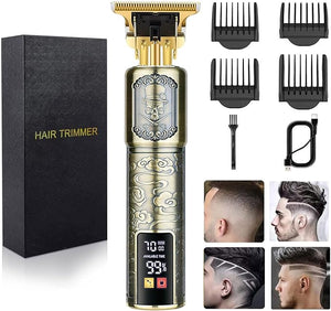 Hair Clippers for Men - Cordless T-Blade Trimmer - Professional Haircut &amp Grooming Kit - Rechargeable - LCD Display (Figure-01)