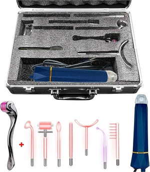 Lift Wand Professional High Frequency Facial Wand Machine Includes 7 Electrodes and Aluminum Case Anti Aging Device Diminish Wrinkles Scars Dark Circles Breakthrough Device for Beauty