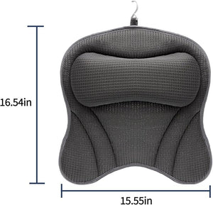 Bath Pillow Bathtub Pillow with Neck and Back Support 6 Non-Slip Suction Cups and Soft Breathable Mesh Material Bath Pillows for Tub Quick -Dry and Gray