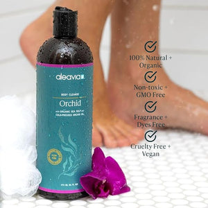 Aleavia Body Cleanse ? Organic &amp All-Natural Prebiotic Body Wash with Pure Cold-Pressed Orchid Oil ? Nourish Your Skin Microbiome ? 16 Oz